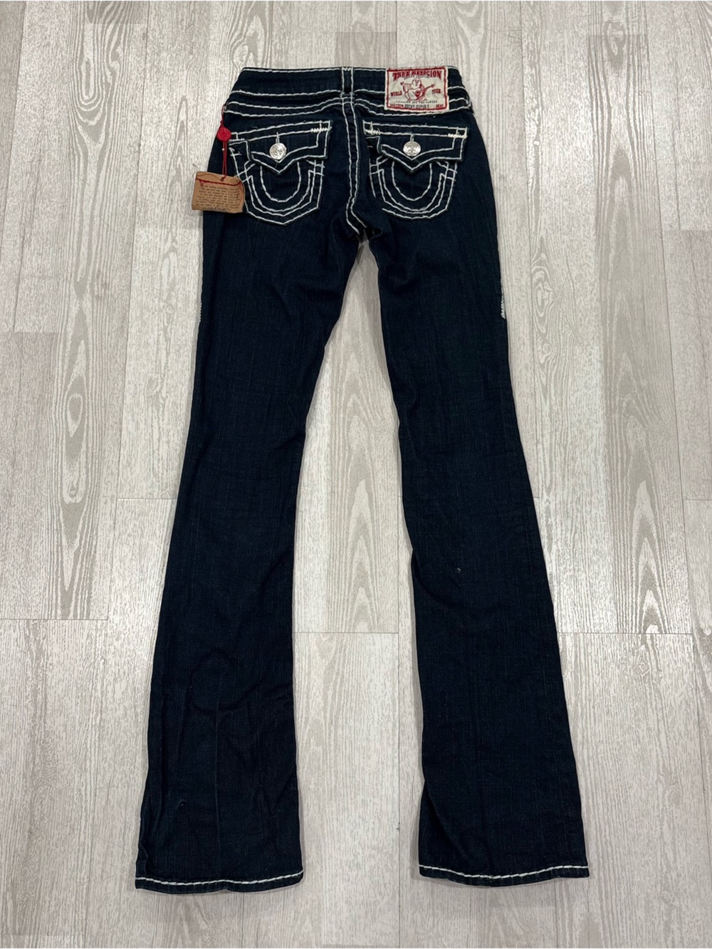 True Religion Super T White Stitch Dark Wash Denim Jeans (Made in USA) Size 25